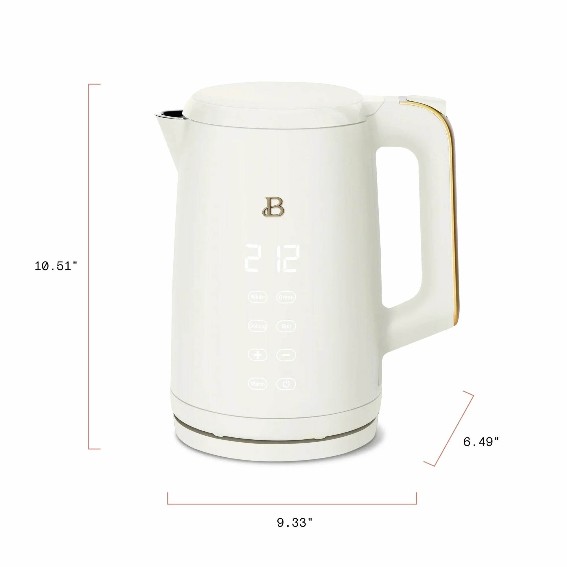 Electric Kettle 1.7L 1500W with Touch-Activated Display, Programmable Temperature Control, 4 Preset Tea Settings, Auto Shut-Off, 360° Base (White Icing)