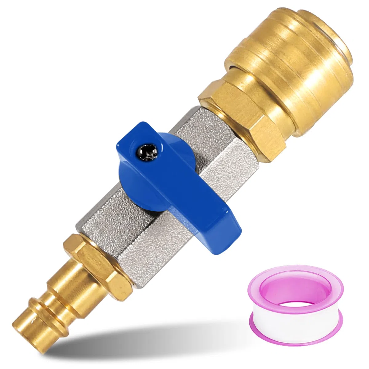 3/8" Druckluft Absperrhahn, Druckluft-Schnellwechselkupplung, Druckluft-Kugelhahn 3/8 Zoll, Luftfüllventil, mit Tülle NW 7,2, Druckluftwerkzeuge-Zubehör