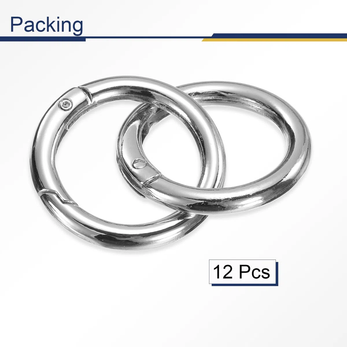 QUARKZMAN 12 Stück Runder Karabiner 35mm, Universeller Premium-Schlüsselanhänger Geeignet für DIY-Schlüsselanhänger, Rucksäcke, Geldbörsen, Handtaschen, Hellsilber