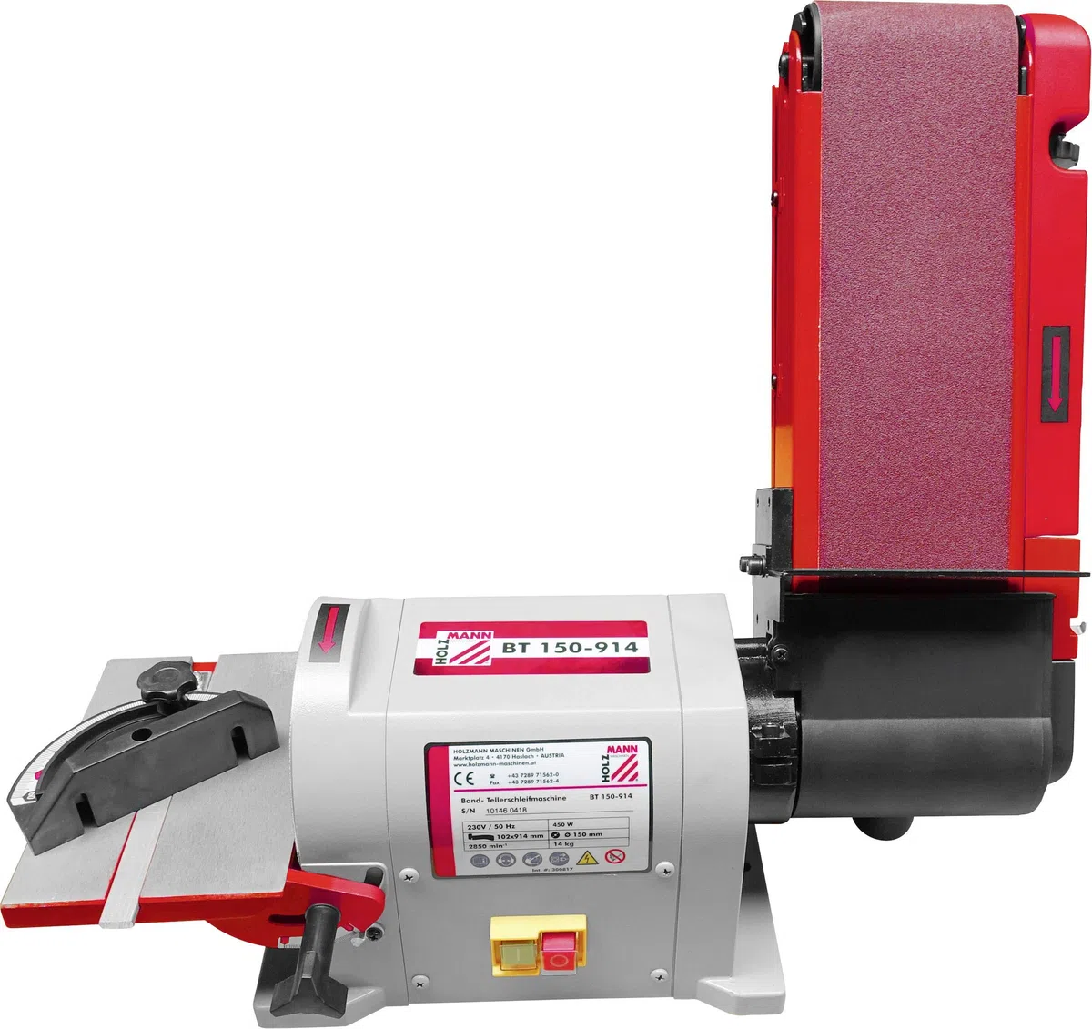 Holzmann Maschinen 1889874 BT150-914_230V Band-und Tellerschleifer 450W 15cm