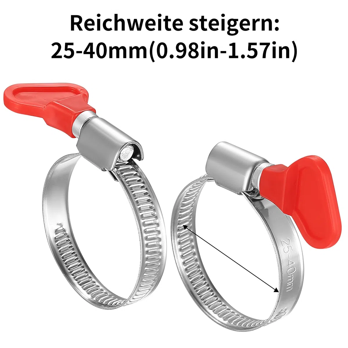 20 Stück Schlauchschellen 25-40mm, Einstellbare Schlauchschellen Edelstahl Schlauchklemmen, Rohrschellen mit Griffe, Schlauch Clips Schlauchbinder für Wasserrohr Gas Poolschlauch Benzinschlauch