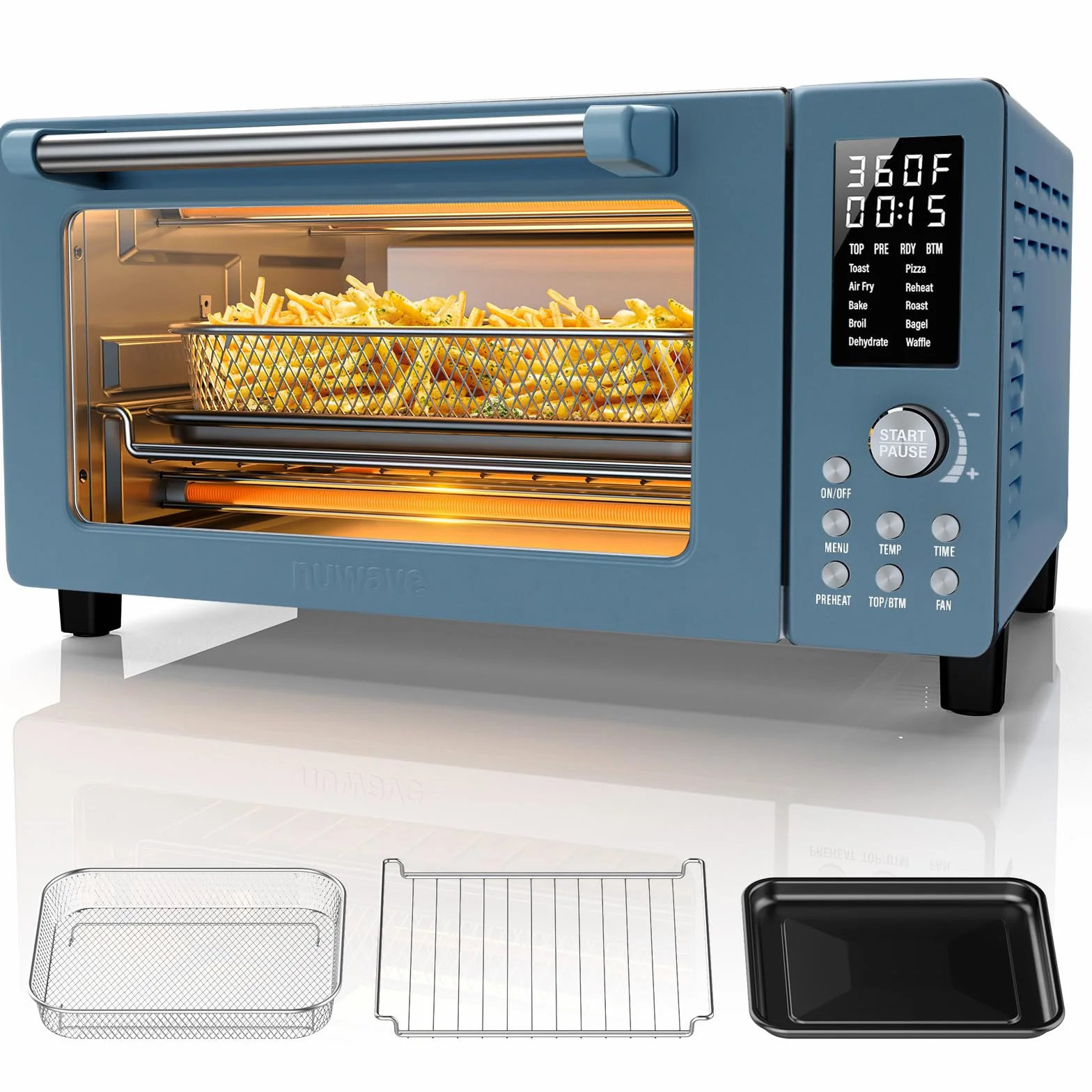 Bravo Pro Convection Air Fryer Toaster Oven Combo | 2026 New Improved,10-in-1, 50°-450°F Control, Quick Even Crisp Tech, 21Qt, PFAS Free, Cozy Blue