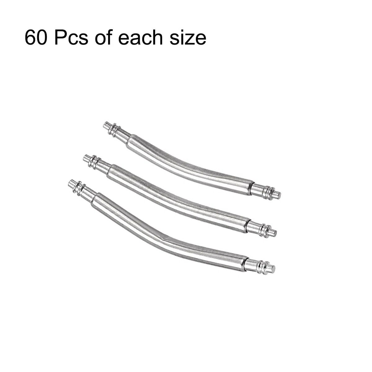 QUARKZMAN 18mm 20mm 22mm Gebogene Federstegstifte 1.8mm Durchmesser Edelstahl Doppelte Flanschspitze Armbandverbindungsstift 60 Stück