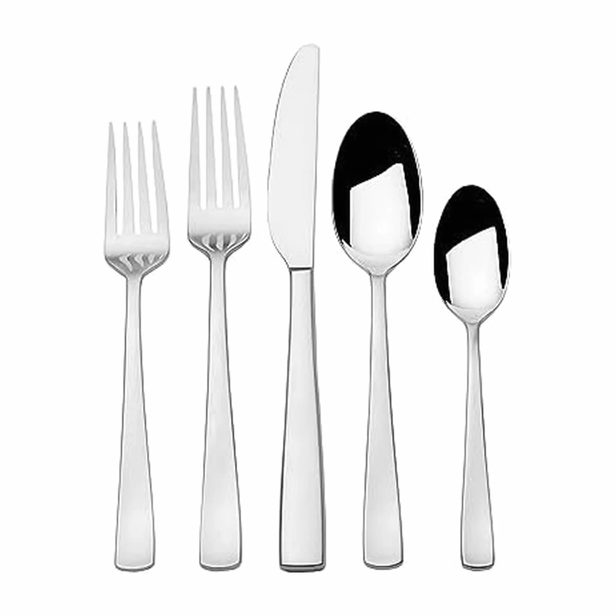 Mikasa Barrett 45-Piece Flatware Set, 18/10 Stainless Steel Silverware Set, Service for 8, Minimalist Square-Tip Handles, Dishwasher Safe