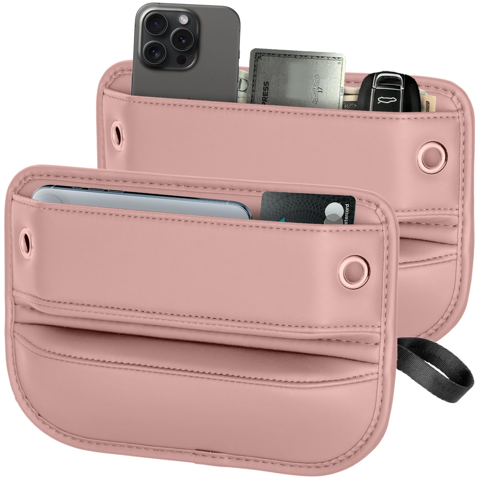 Elegant Pink Leather Seat Gap Organizer