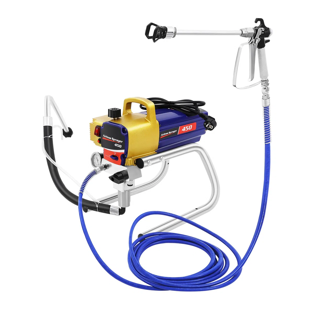 Airless Farbspritzgerät, Farbspritzpistole Reinigungsspritzpistole Farbspritzgerät Wandspritzpistole mit Manometer 1500W 220V Geeignet Zum Spritzen Von Türen, Dekorationen und Möbeln