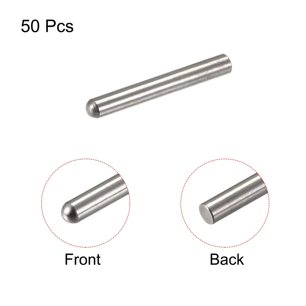 sourcing map 50 Stück Zylinderstifte 3,5x20mm Passstifte 304 Edelstahl Rundkopf Flachbefestigungselemente
