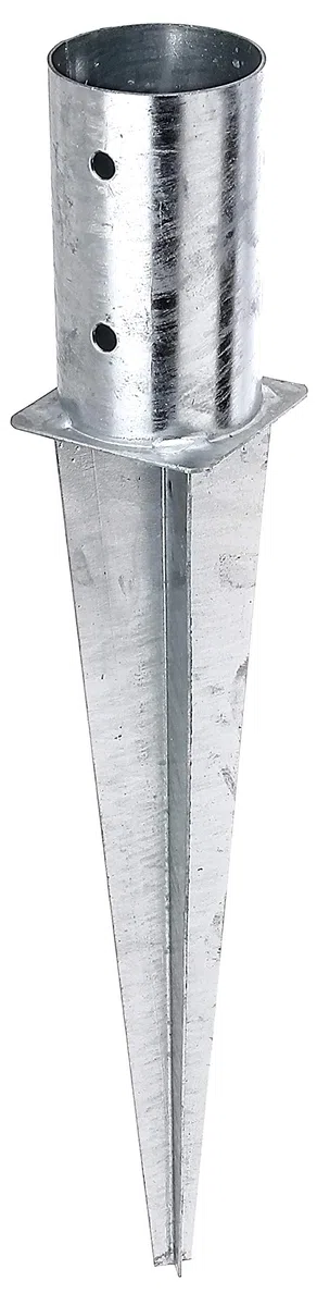Alberts 211387 Einschlag-Bodenhülse | für Rundholzpfosten | feuerverzinkt | Ø81 mm | Gesamtlänge 600 mm