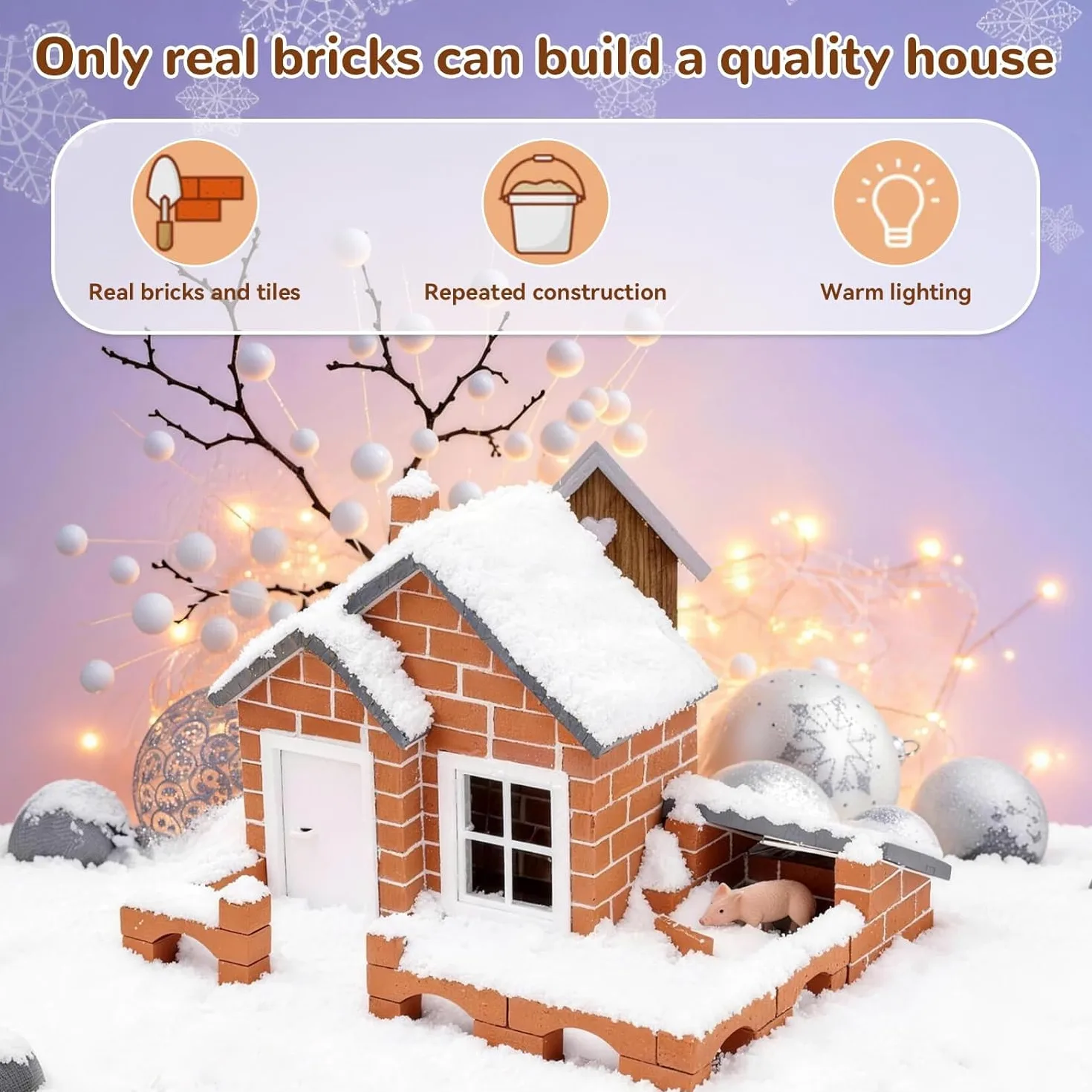 120 Stück Mini Ziegelsteine 2 X 1 X 0.5cm, Miniatur Ziegelsteine Kinder mit 8 Löchern Modellbau Steine Mini Ziegel, für DIY Bauen Puppenhaus Garten Ornament Haus Spielzeug Deko (Ziegelrot)
