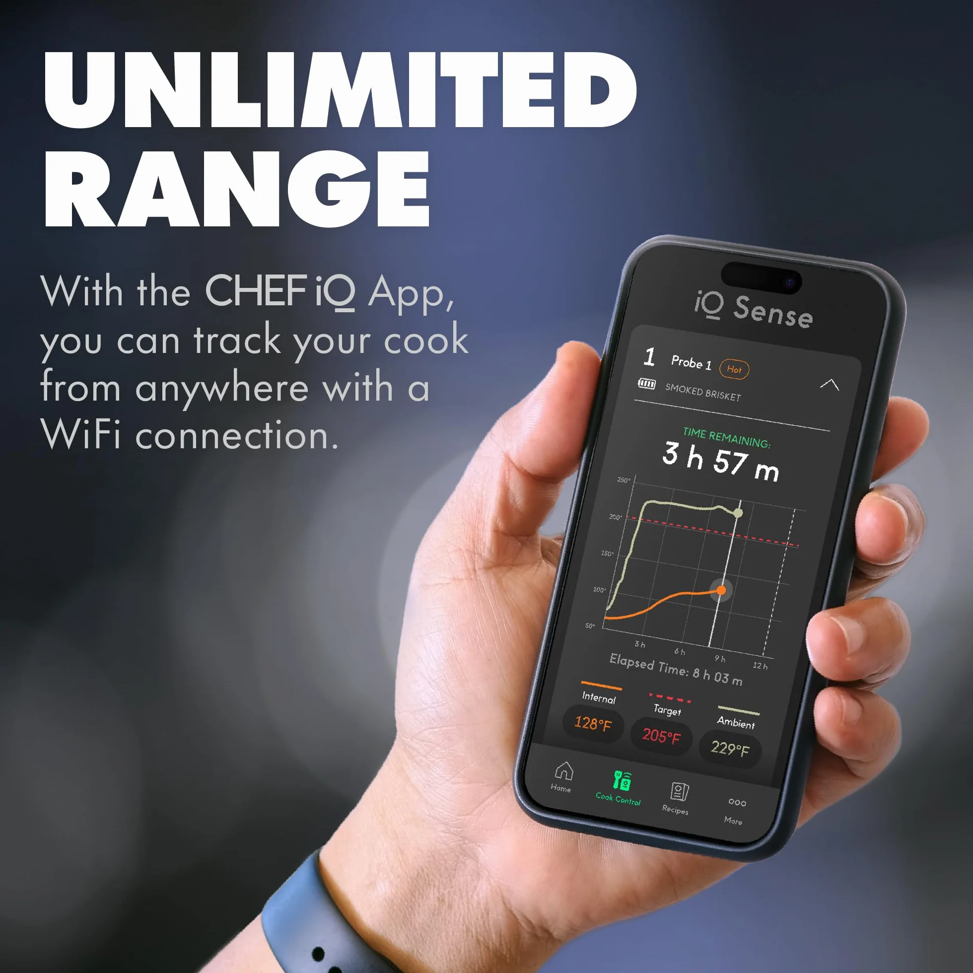 Smart Wireless Meat Thermometer | Ultra-Thin Probe | WiFi Unlimited Range | 1000°F Heat Safe | 5 Sensors | BBQ, Grill, Oven, Smoker, Air Fryer | Gen3