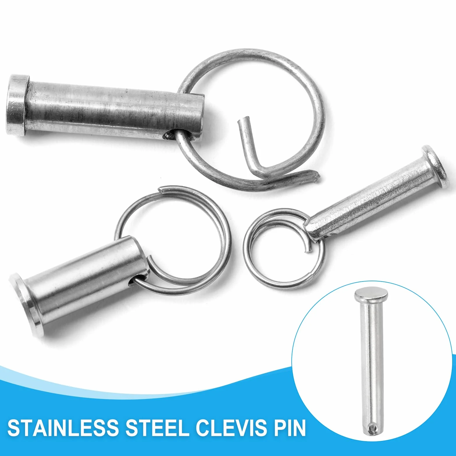 PATIKIL 4 Stück 80mm Lange Steckbolzen 10mm Durch. Flachkopf Edelstahl Bolzen mit Loch 3,2mm Durch. Einlocher Sicherungsbolzen für Industrie Maschinenbau Anhänger Scharnier Möbel, Silber