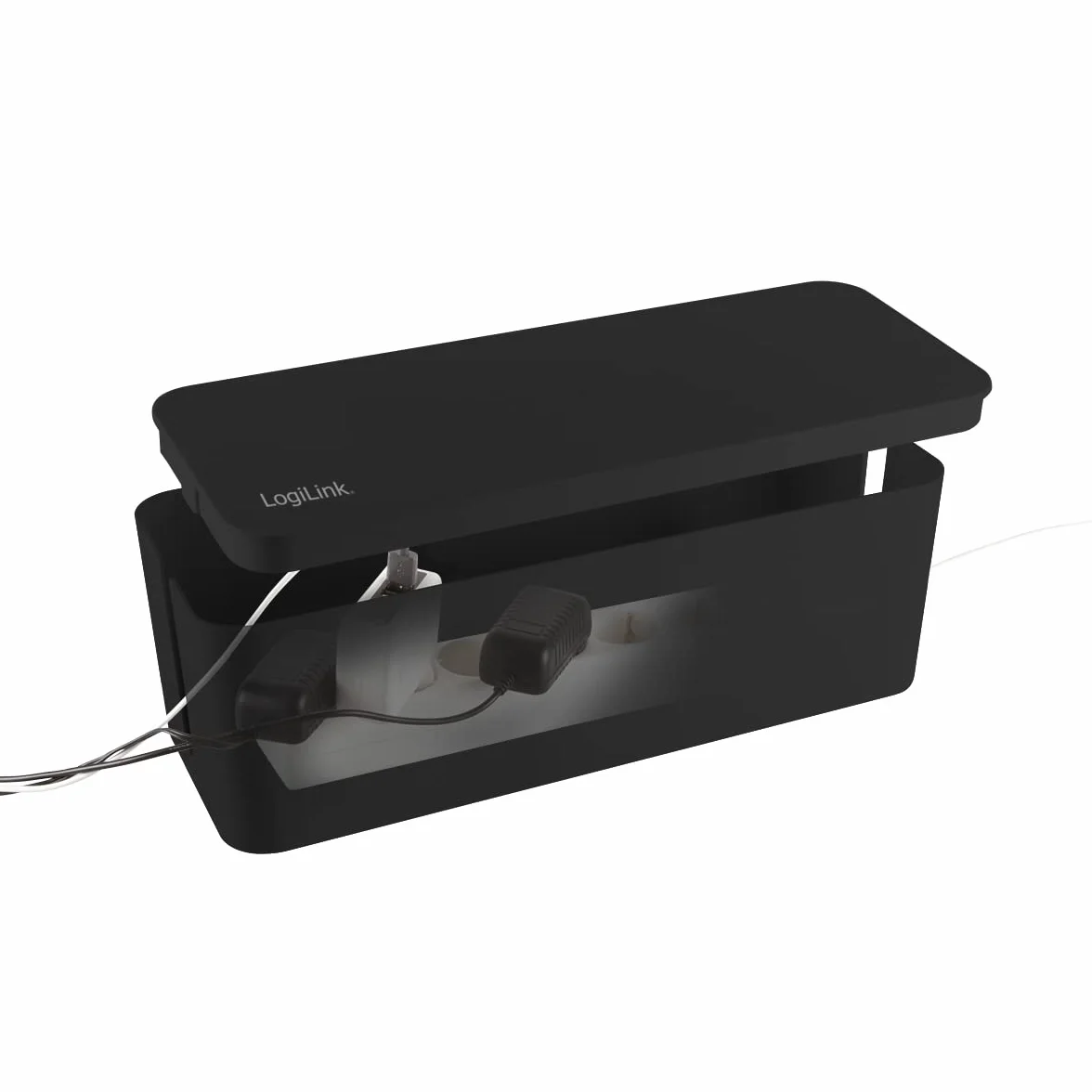 LogiLink KAB0062 - Kabelbox groß (407 x 157 x 133,5 mm), schwarz