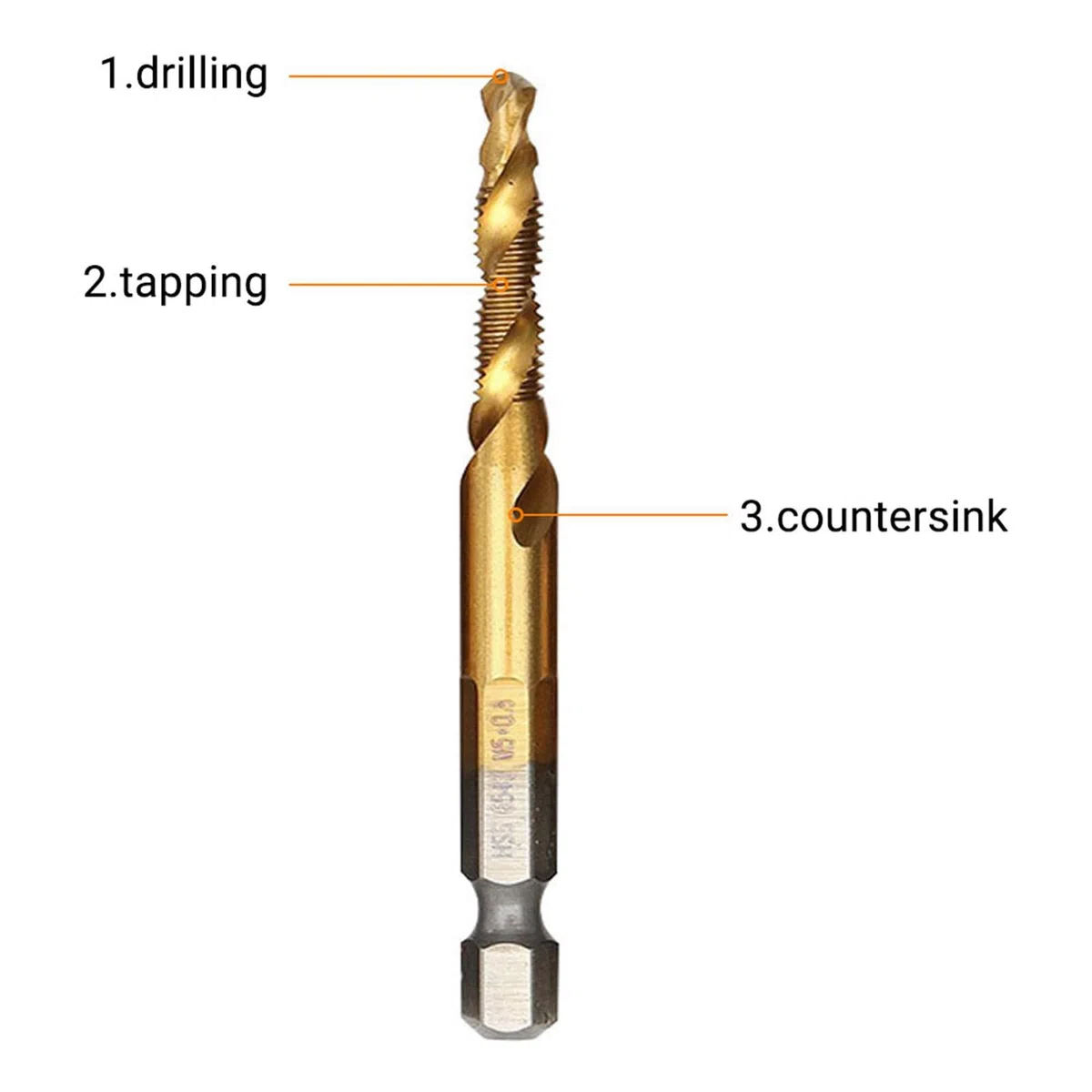 Dioche Metrisches Schnellarbeitsstahl-Gewindebohrer- und Bohrer-Set, Beschichtetes M3 Bis M10-Sechskantschaft-Spiralnut-Gewindeschneidwerkzeug für die Maschinelle Metallbearbeitung,