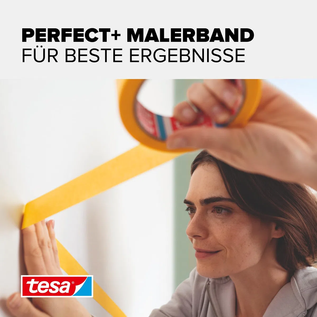 tesa Malerband Perfect+ - Malerkrepp aus dünnem Washi-Papier zum präzisen Abkleben bei Malerarbeiten - für den Innenbereich - 50 m x 50mm
