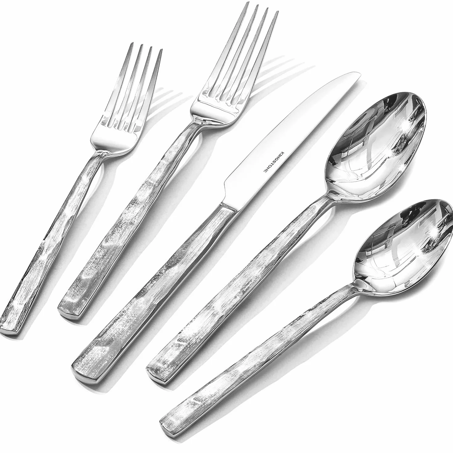 40-Piece Silverware Set, 18/10 Stainless Steel Flatware Set for 8 | Brushed Handle Cutlery Set, for Kitchen, Home, Party, Wedding Gift, Rust Resistant and Dishwasher Safe