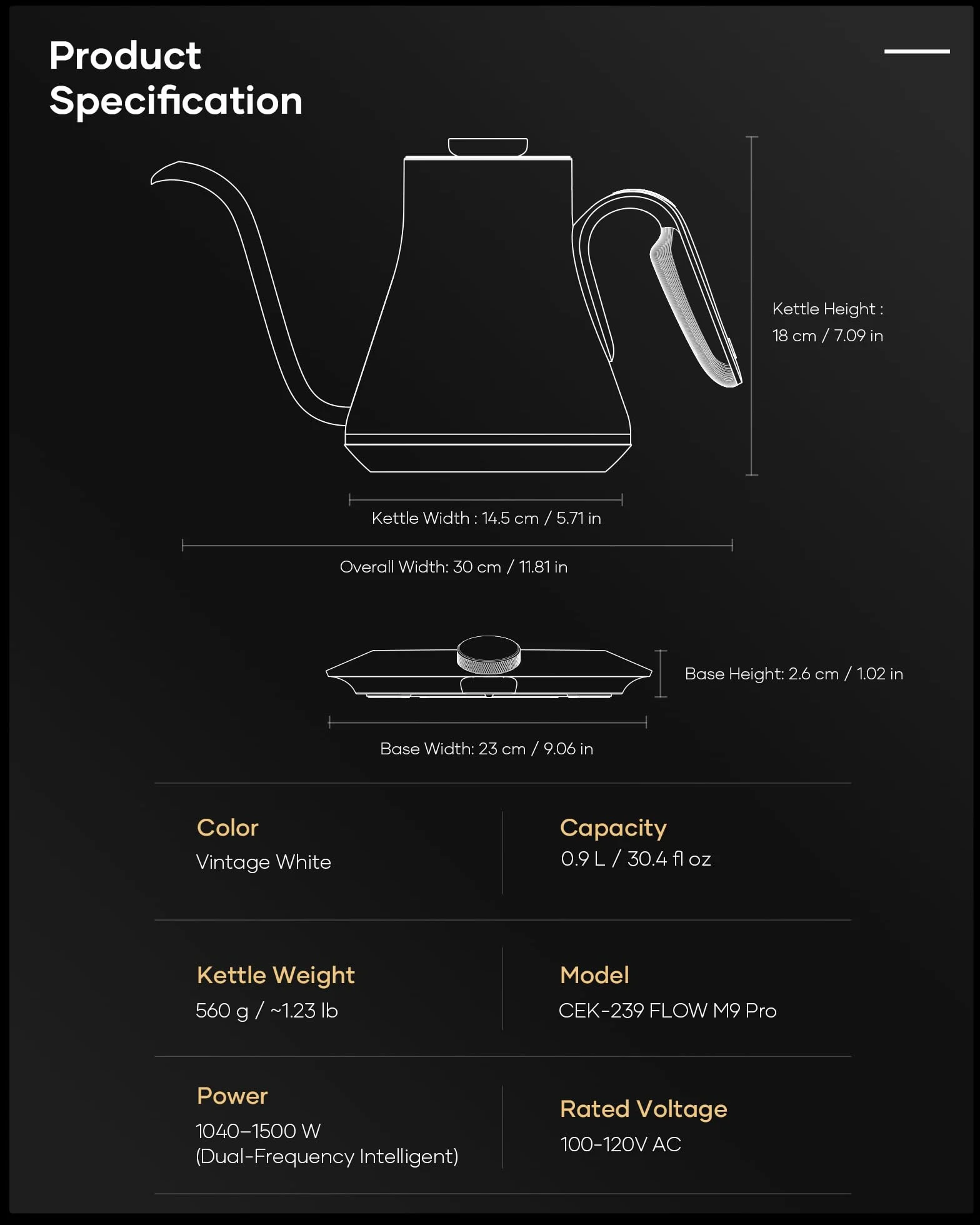 Gooseneck Electric Kettle, ±0.5°F Precision Temperature Control for Pour-over Coffee & Tea, 0.9L, Limited Artist Collaboration