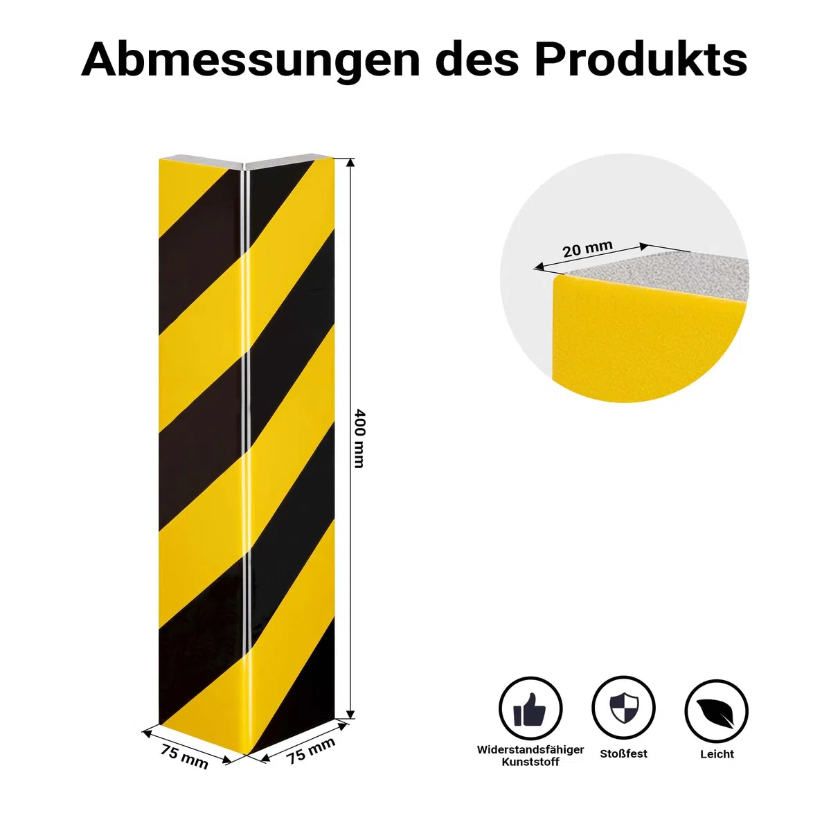 Wiltec Garagen Wandschutz 4 Stück je 400 x 75 x 20 mm, 4er-Set selbstklebender Türkantenschutz für Ihr Auto aus robustem EVA-Material, Einparkhilfe Garage