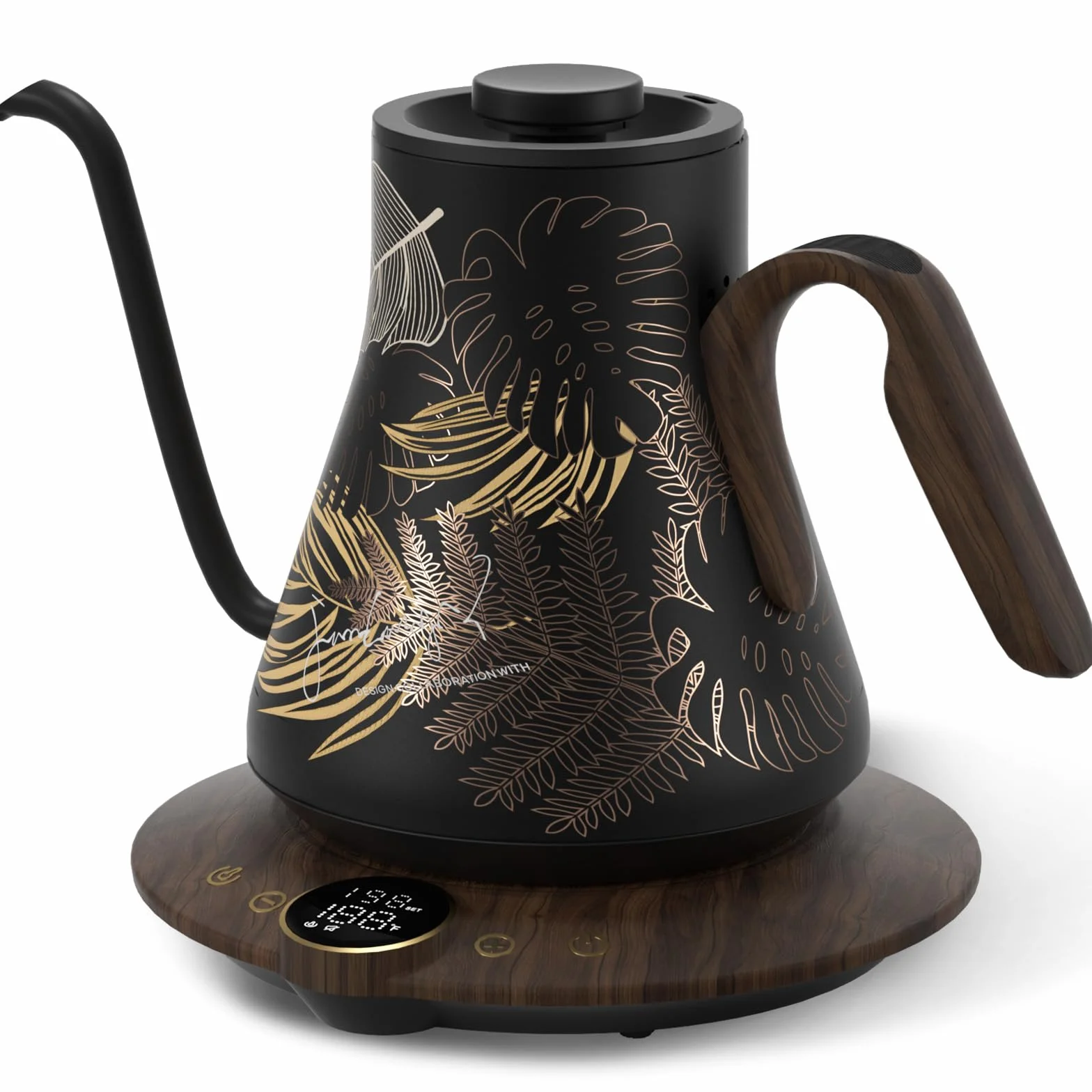 Gooseneck Electric Kettle, ±1°F Precise Temperature Control, 1500W Fast Heating, Pour Over Coffee & Tea Kettle with Brew Timer & Keep Warm, Stainless Steel, 0.9L (Rainforest)