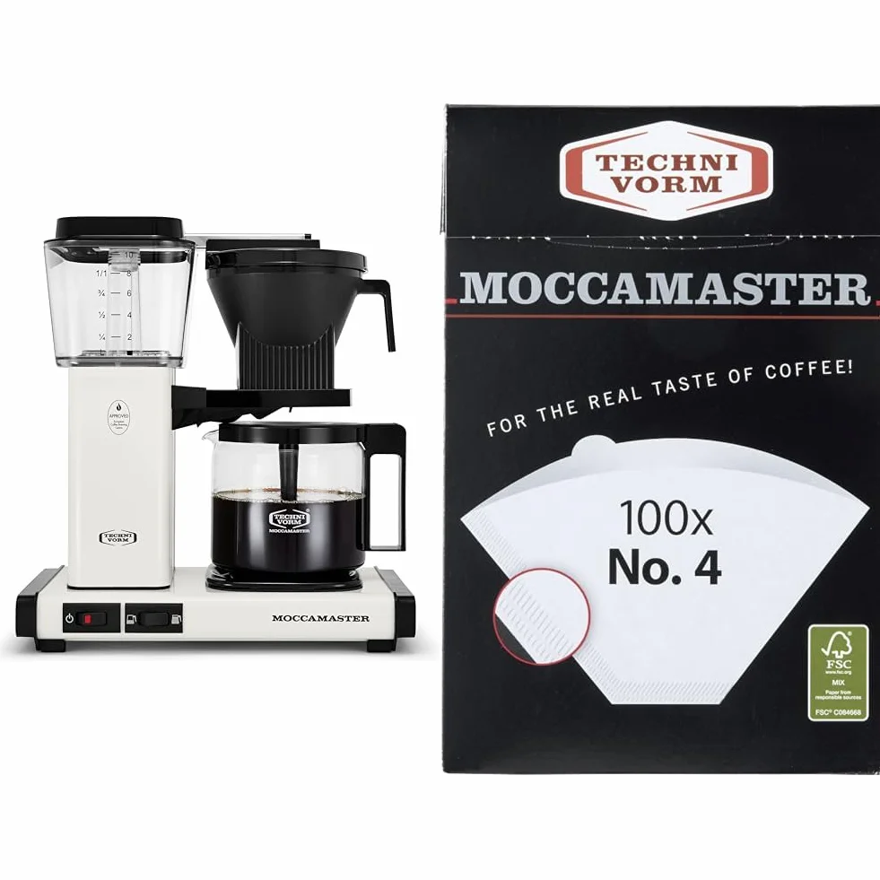 53933 KBGV Select 10-Cup Coffee Maker, Off-White, 40 ounce, 1.25l & #4 White Paper Filters, 100-count per box