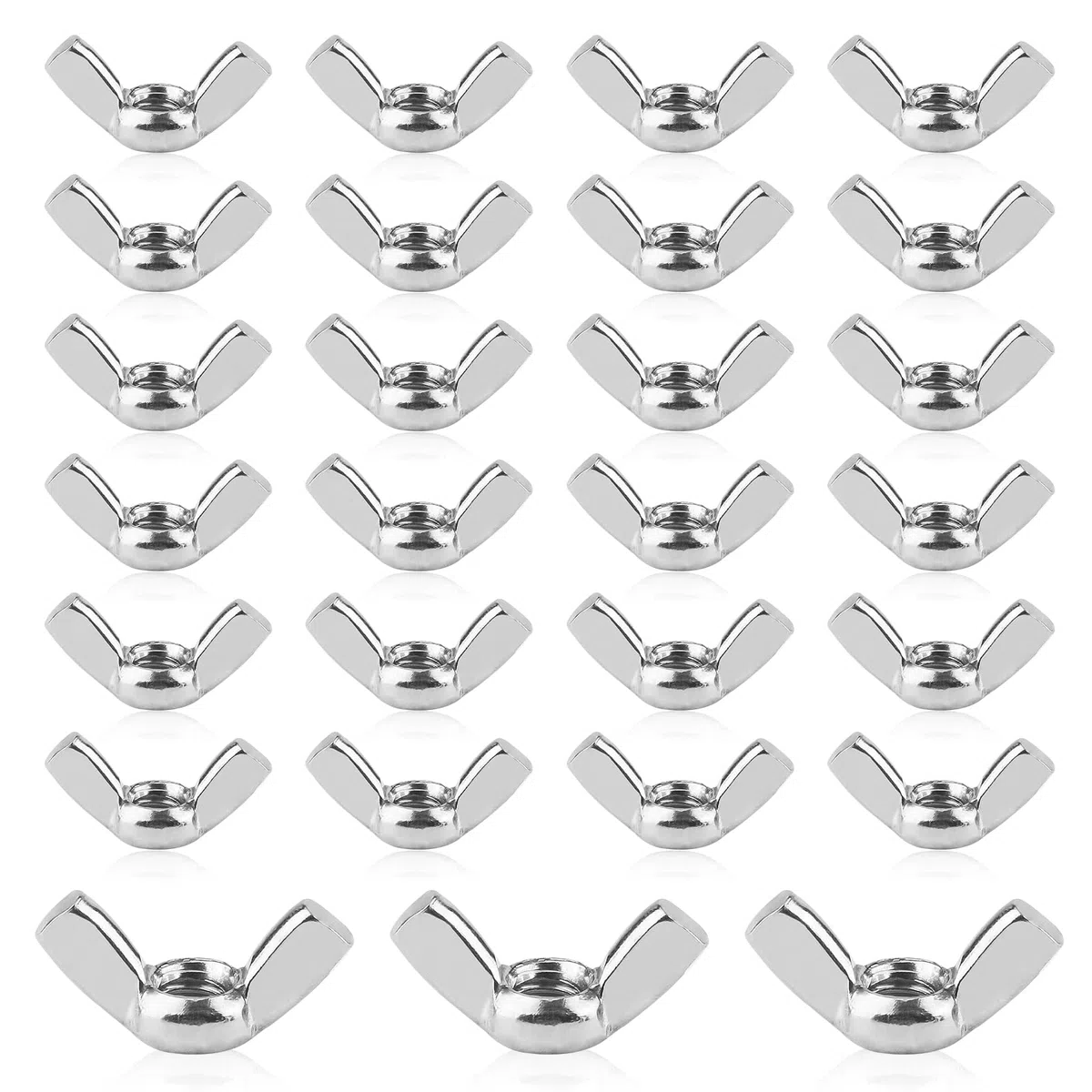 50 Stück Flügelmutter M6 Flügelmuttern Hochwertige 304 Edelstahl Schmetterlingsmutter Silber Metrische Rostfreie Wing Nut für DIY Tools Möbel Elektronische Geräte Hardware