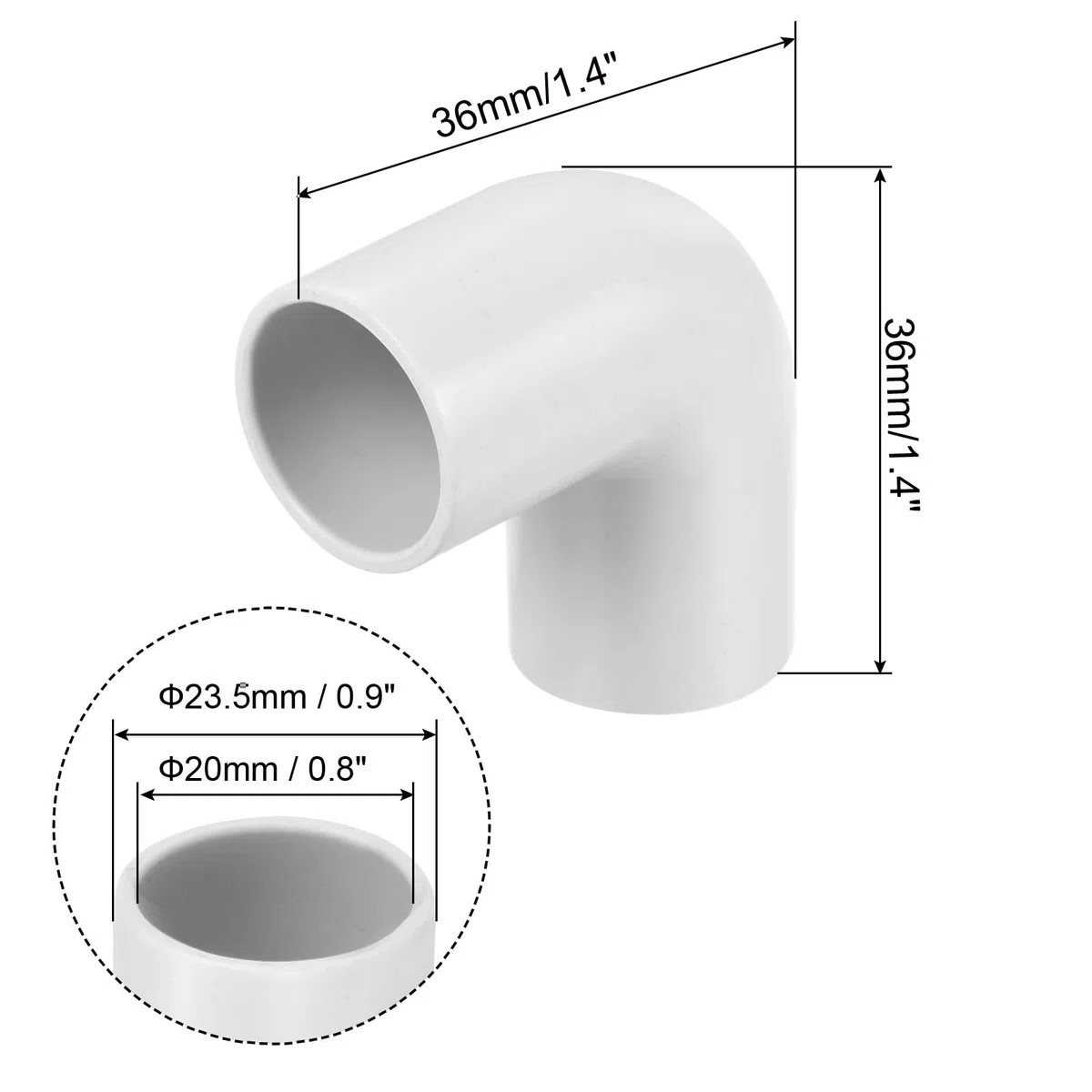 sourcing map 5 Stück PVC Rohrverbinder 90 Grad Bogenfitting 20mm Richtungswechsel für Schlauch Elektrische Leitungs