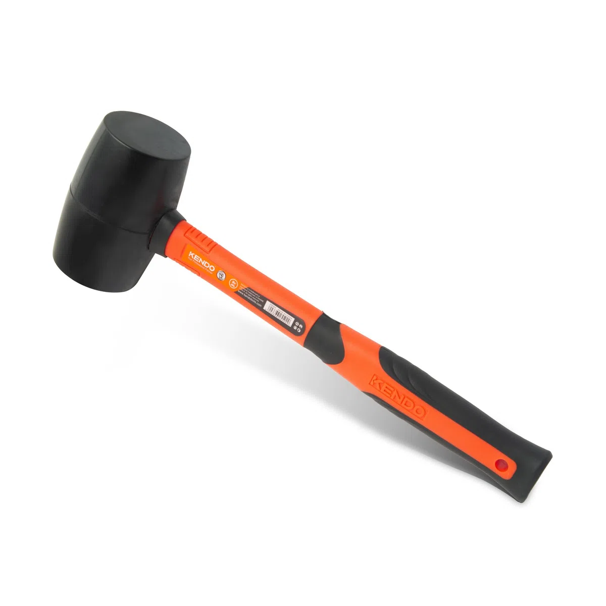 Kendo Gummihammer Schwarz 450g - Schonhammer - Hartgummihammer mit Soft Grip Fiberglasstil