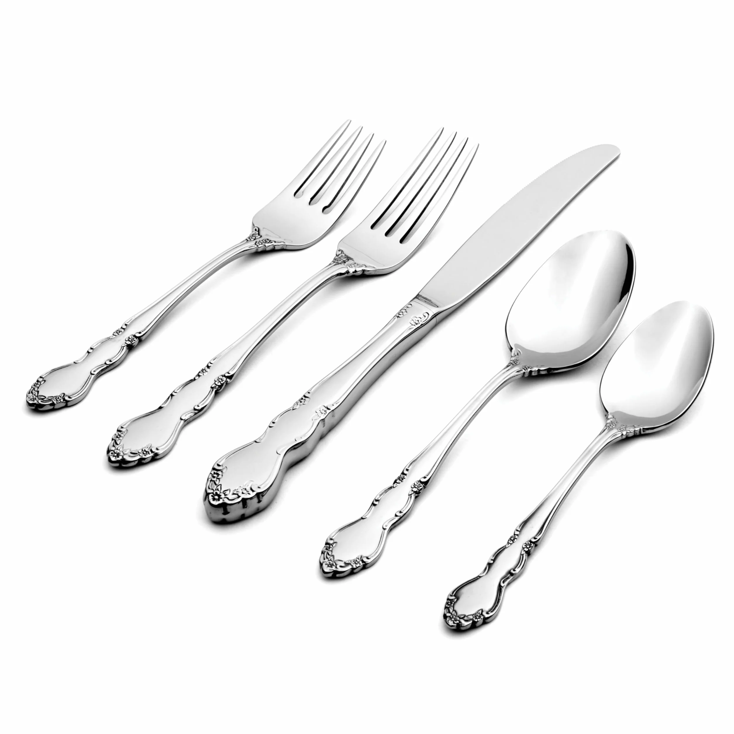 Oneida Dover 45-Piece 18/10 Silverware Set for 8, Flatware | mirror finish, dishwasher safe | includes serving spoons and utensil set | cutlery set, wedding silverware