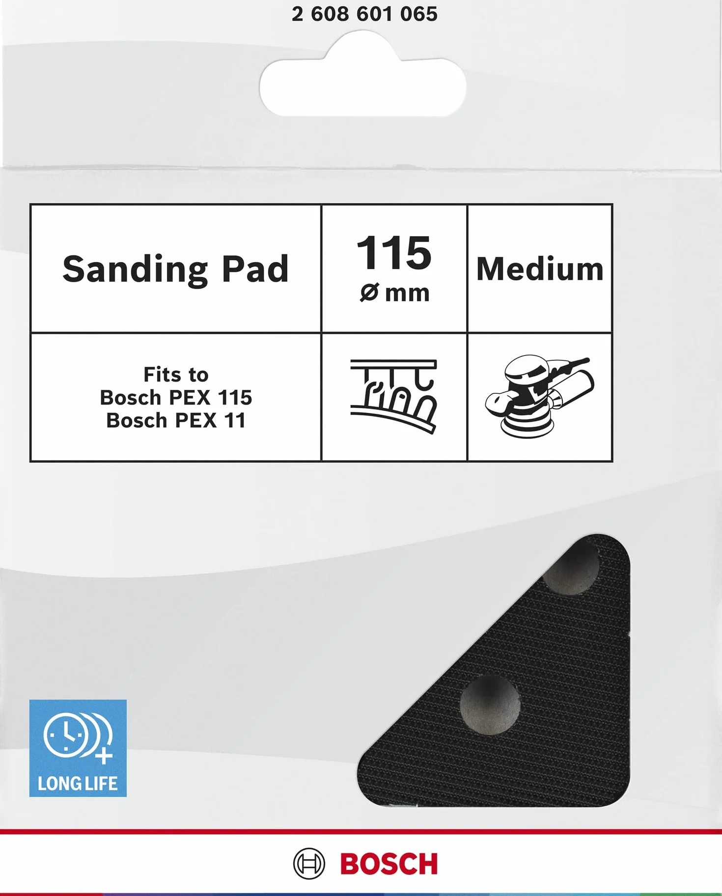 Bosch Accessories Professional Schleifpad (für Pex 115, Medium, Ø 115 mm, Zubehör Exzenterschleifer), 45 cm x 40 cm x 25 cm