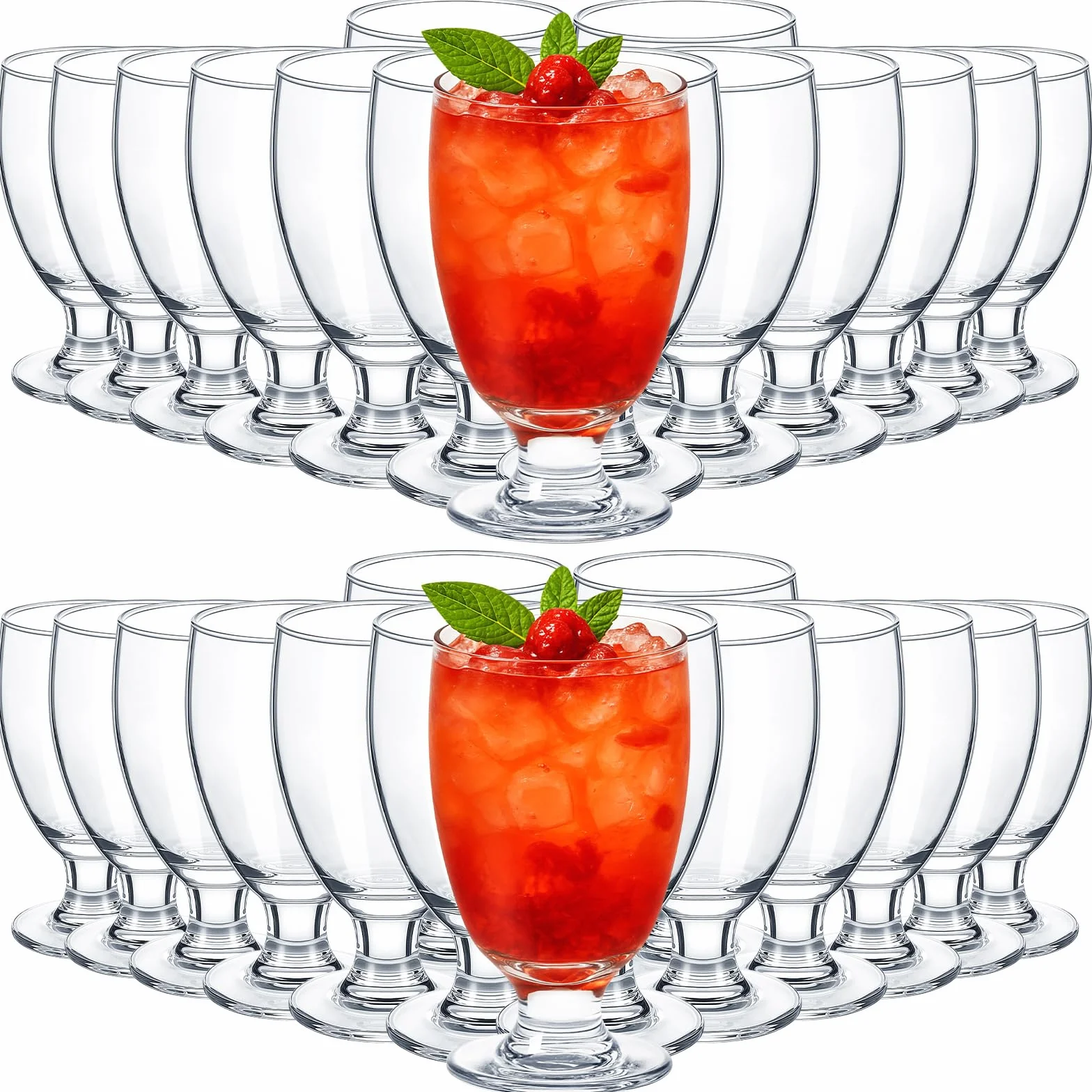 Patelai Set of 30 Water Goblet, 10.5 oz Clear Drinking Glasses Bulk Dishwasher Safe, Stemmed Water Glass for Juice Wine Beer Tea Sangria Cold Beverages, Reusable Glassware for Home Party Restaurant