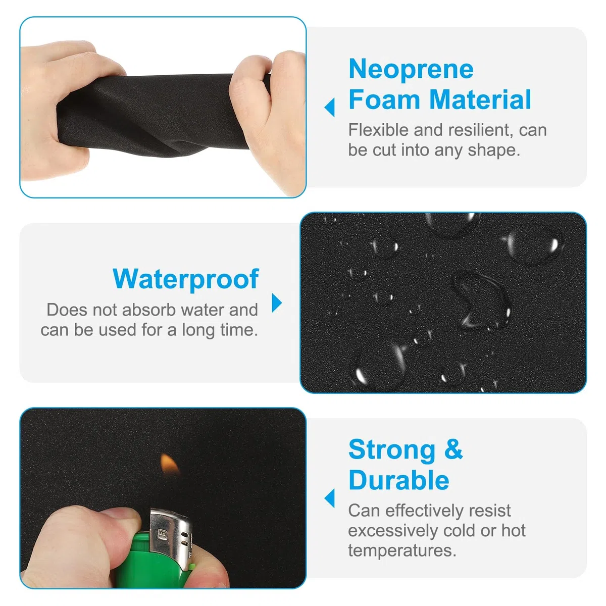 PATIKIL Klebende Schaumstoffpolsterung 8 Stück 100 x 100 x 6 mm Geschlossenzellenschaum Neopren Gummis Selbstklebende Antirutsch Pads Für Möbel Autos Lautsprecher Tastaturen Schwarz