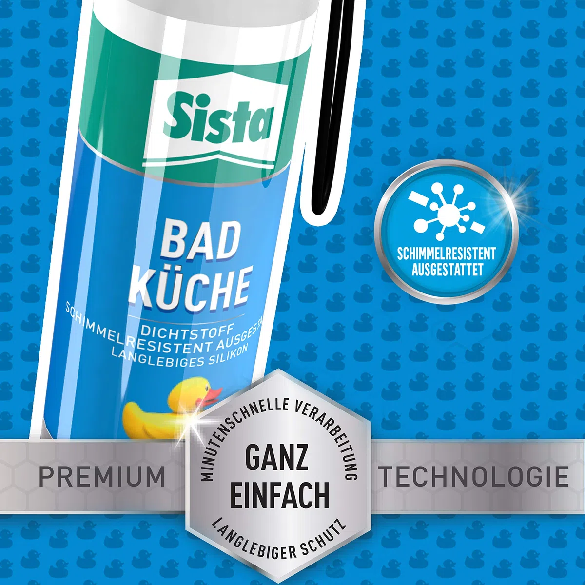Sista BAD KÜCHE Dichtstoff, schimmelresistent ausgestattetes, langlebiges Silikon für Küche und Bad, wasserdichter Fugenfüller, 1x100ml Spender, transparent