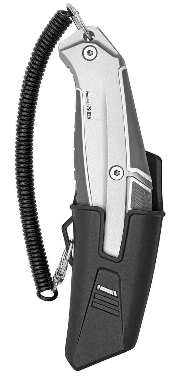 WEDO 79825 Safety Cutter CERA-Safeline Alu, Keramik Klingen, Aluminium Gehäuse, Autom. Klingenrückzug, Gummi Griffzone, integriertes Magazin, TÜV/GS-GEPRÜFT
