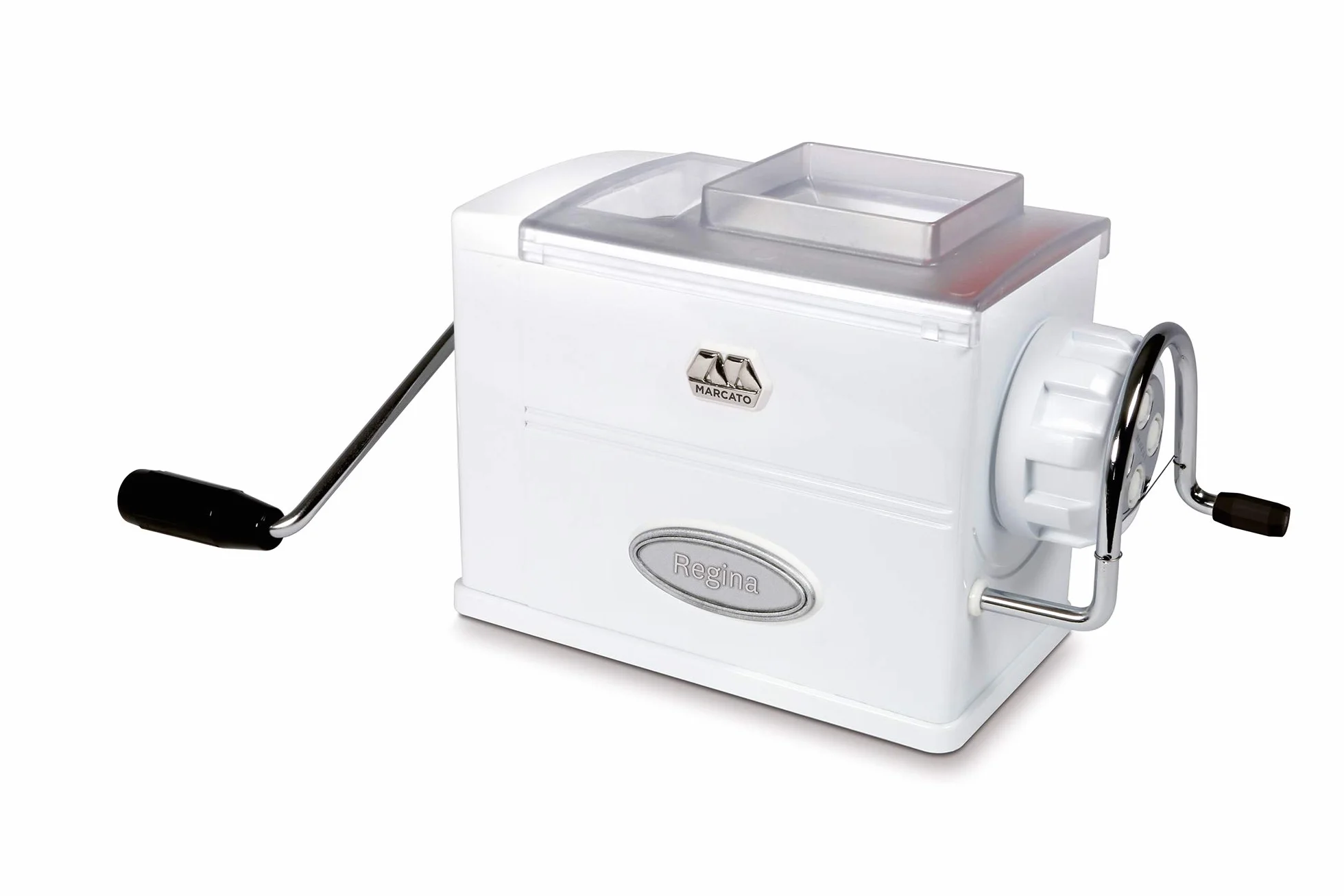 MARCATO Made in Italy Regina Extruder Pasta Machine, White. Makes bucatini, fusilli, maccheroni, maccheroncini, rigatoni.