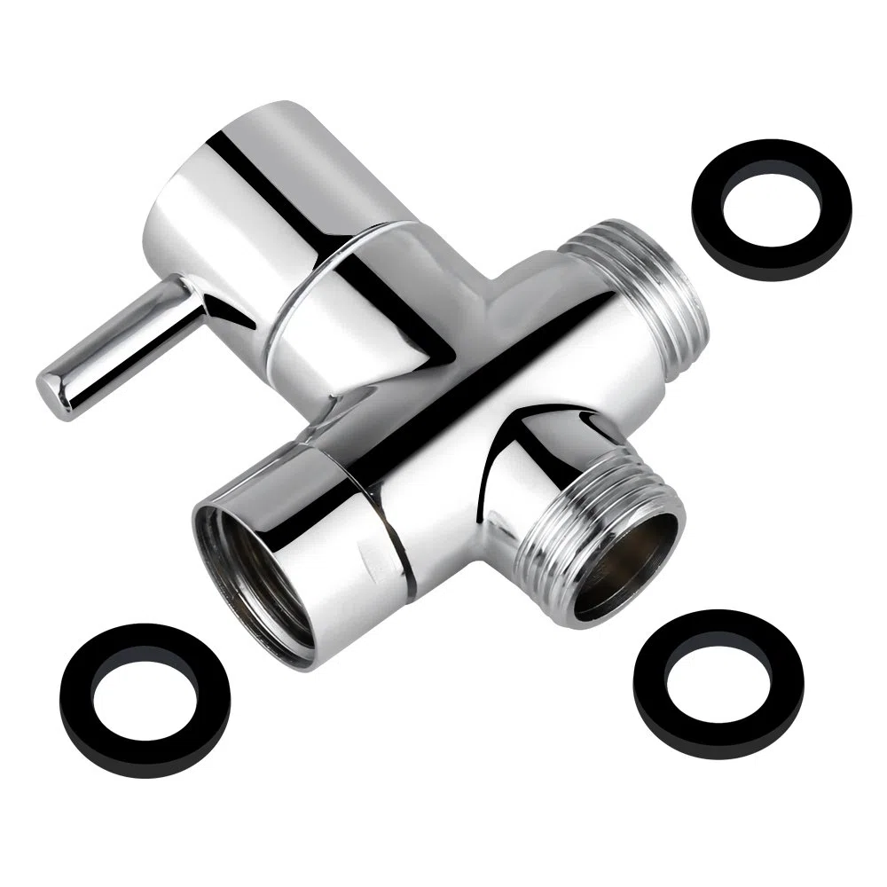 3 Wege Umschaltventil G 1/2 Zoll Ventil Umschaltventil Messing Massiv Dusche Adapter Brause Ersatzteil Chrom poliert