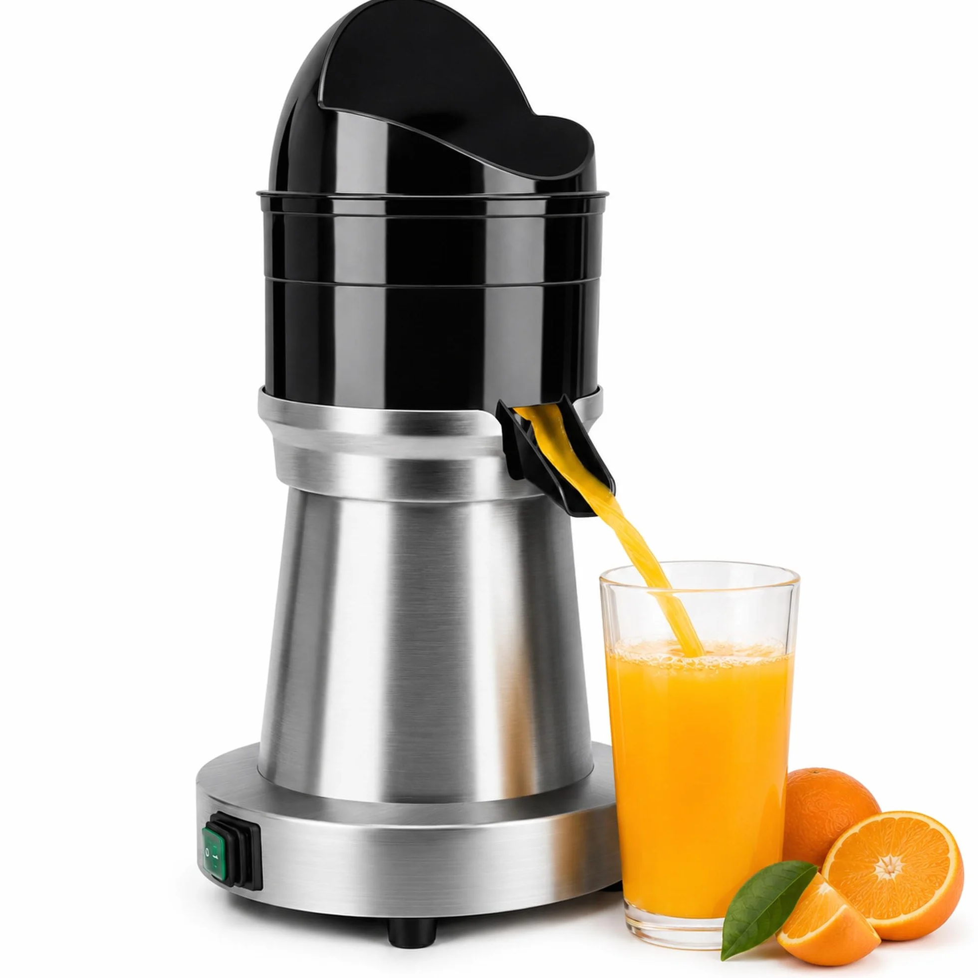 YUANHAO Commercial Electric Citrus Juicer Machine | 3 Reamers & Splash Guard, Stainless Steel Automatic Orange/Lemon/Grapefruit Juicer for Bars, Restaurants, Home Use