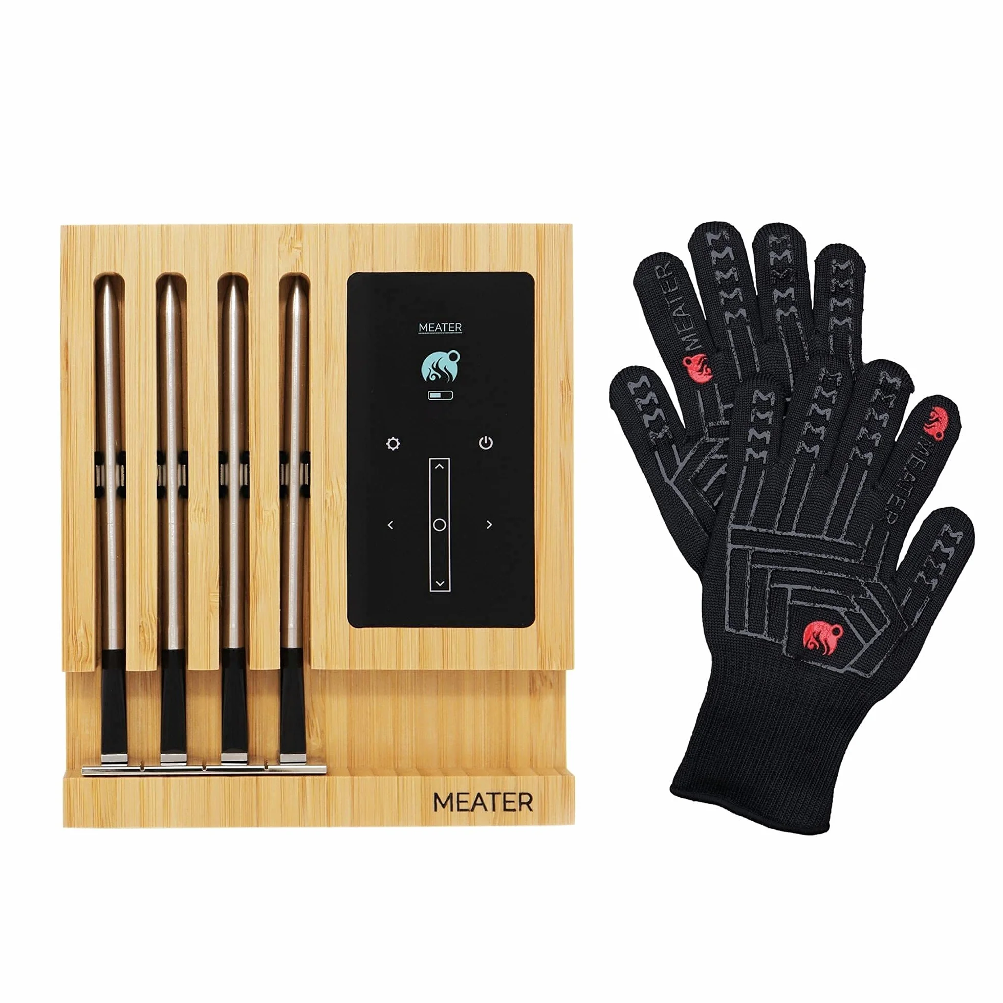 Block WiFi Thermometer Bundle w/BBQ Mitts, 4-Probe, Alexa Ready