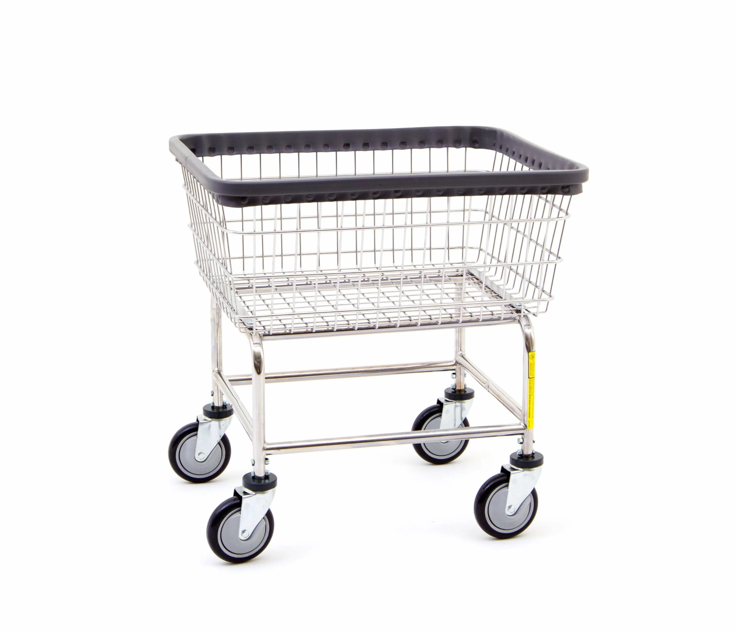 R&B Wire® 100E Heavy Duty Wire Laundry Cart | 2.5 Bushel | Steel Frame with Chrome Finish | Commercial Laundry Basket | Industrial Bumper | 5" Clean Wheel System™ Casters