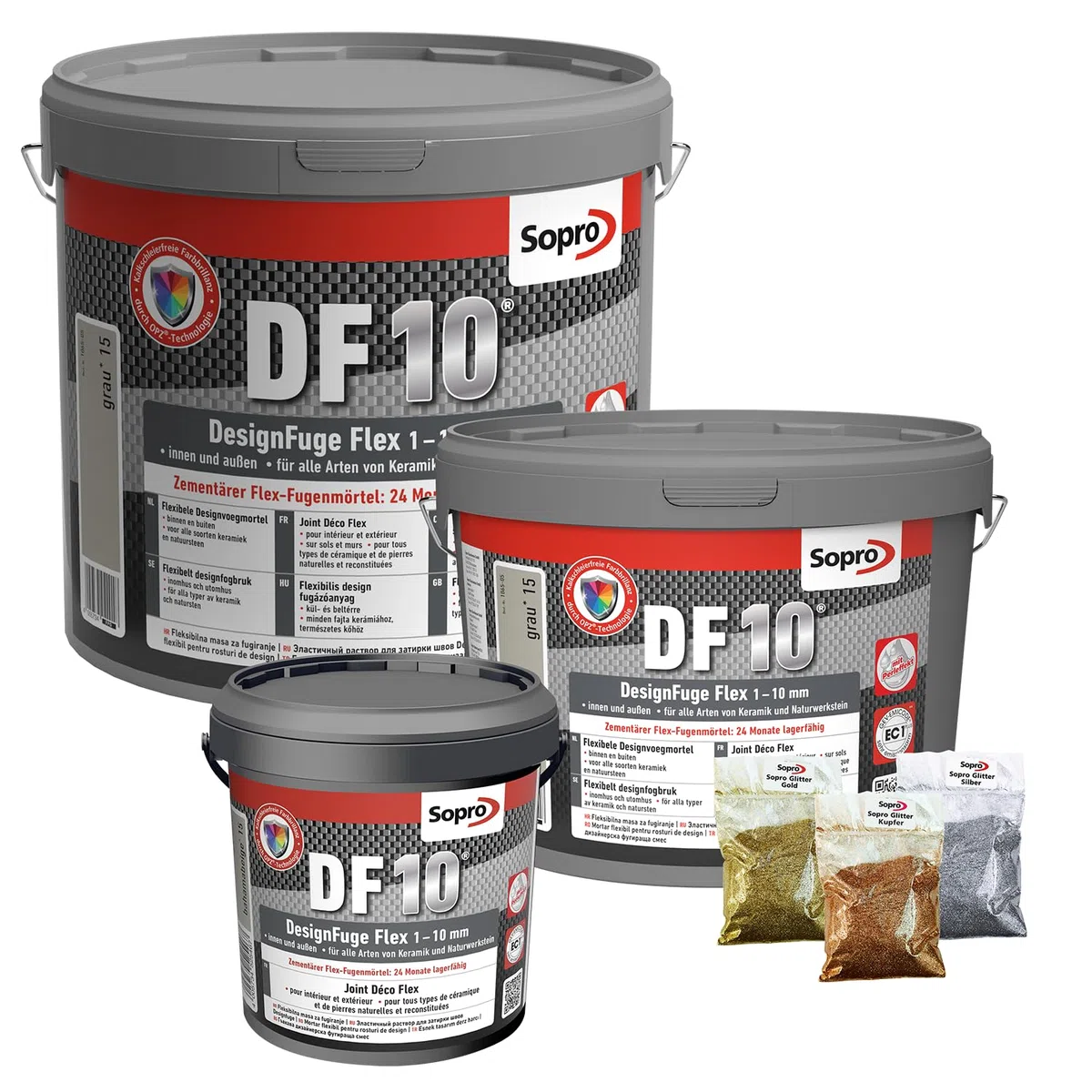 Sopro DF 10® DesignFuge Flex hellbeige 29 Eimer 1 KG Zement Fugenmörtel 1-10mm Keramik Naturstein Glasmosaik Agloplatten Wand Boden Schimmelpilze Mikroorganismen