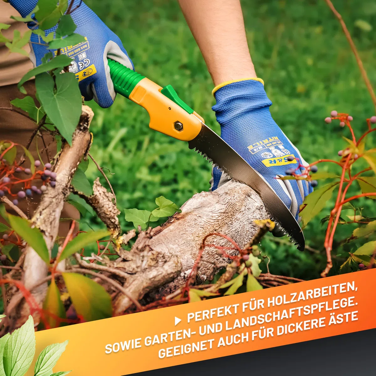 GRÜNTEK HAI 180mm Klappsäge Astsäge – Handsäge, Holzsäge, Baumsäge, Gartensäge, Outdoor Säge & Campingsäge, Taschensäge, klappbar, Säge, Faltsäge, pruning saw, pocket saw