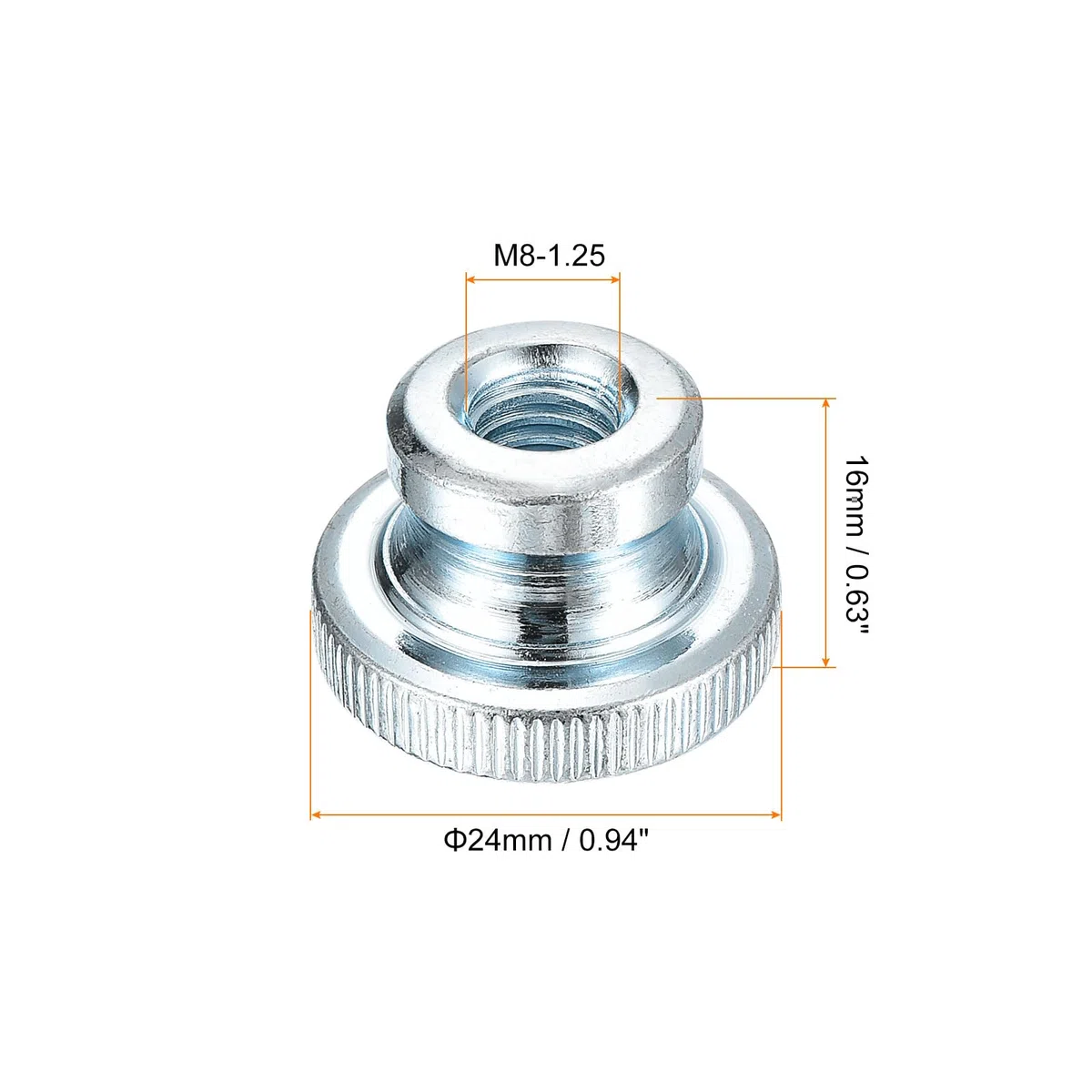 QUARKZMAN 10 Stück Rändelmuttern M8 x 24 x 16mm Kohlenstoffstahl Flügelmutter Verstellbare Runde Griffmuttern Befestigungsmuttern Passlochmutter Für 3D Drucker Teile Blau Weiß