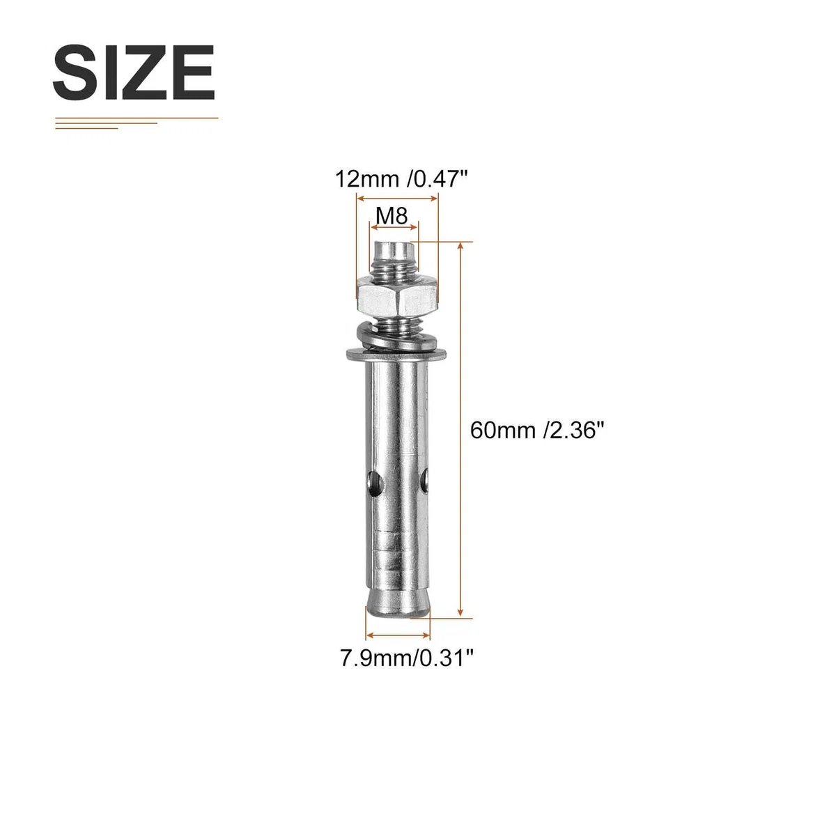 DTGN M8 x 60 Expansionsdübel - 10er Pack - Ideal Für Beton Trockenmauerwerk Wände - 304 Edelstahl - Silber