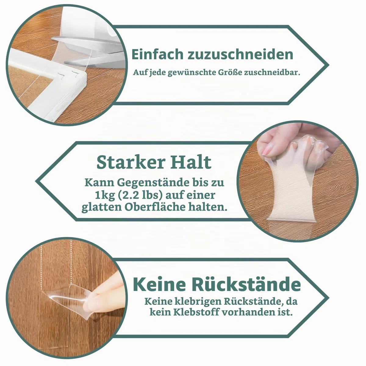 2 Rollen Doppelseitiges Klebeband Extra Stark, 20M Multifunktionales Wiederverwendbares, Spurloses Waschbares Transparent Nano Klebeband, Für Teppich, Küche, Party, Foto-Poster Doppelklebeband.