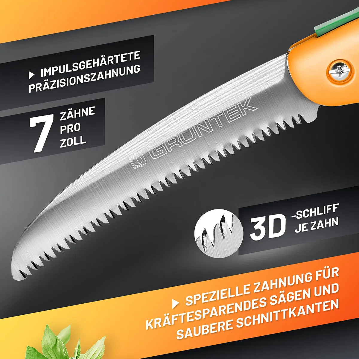 GRÜNTEK HAI 180mm Klappsäge Astsäge – Handsäge, Holzsäge, Baumsäge, Gartensäge, Outdoor Säge & Campingsäge, Taschensäge, klappbar, Säge, Faltsäge, pruning saw, pocket saw