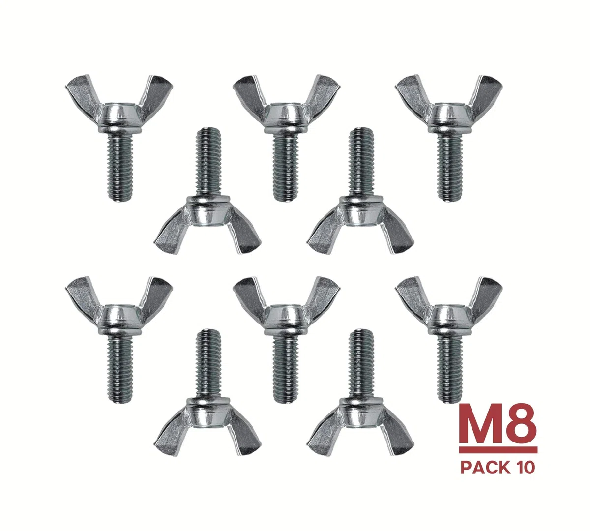 DOJA Industrial | Flügelschrauben M8 x 20 mm | PACK 10 | Handflügelschraube | Hochwertige Stahlschrauben | Flügelbolzen Daumen | Flügelgewinde Einfach zu verwenden und anzuwenden