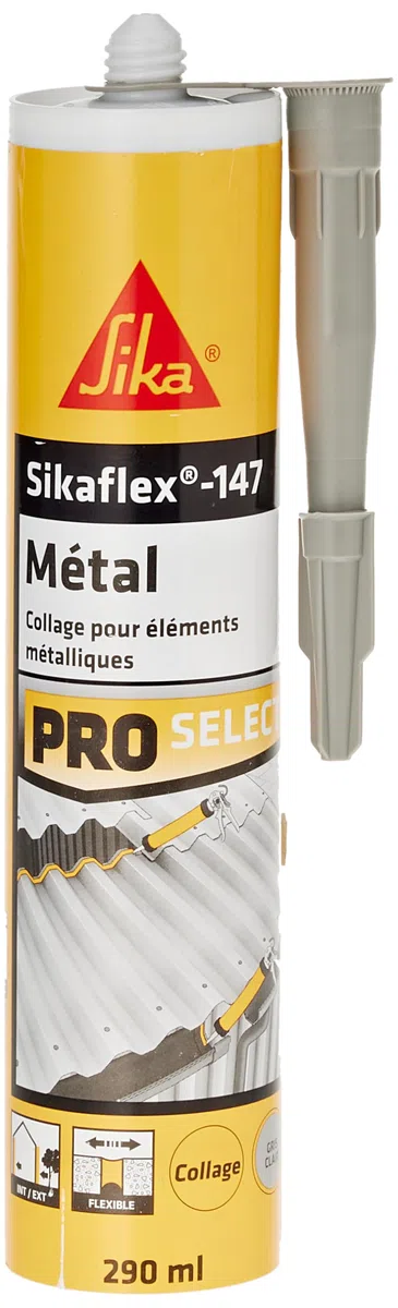 Sika Flex 147 Metall, hellgrau, Polymerkleber speziell für Metall, Spachtelmasse für alle Metalle, innen und außen, 290 ml