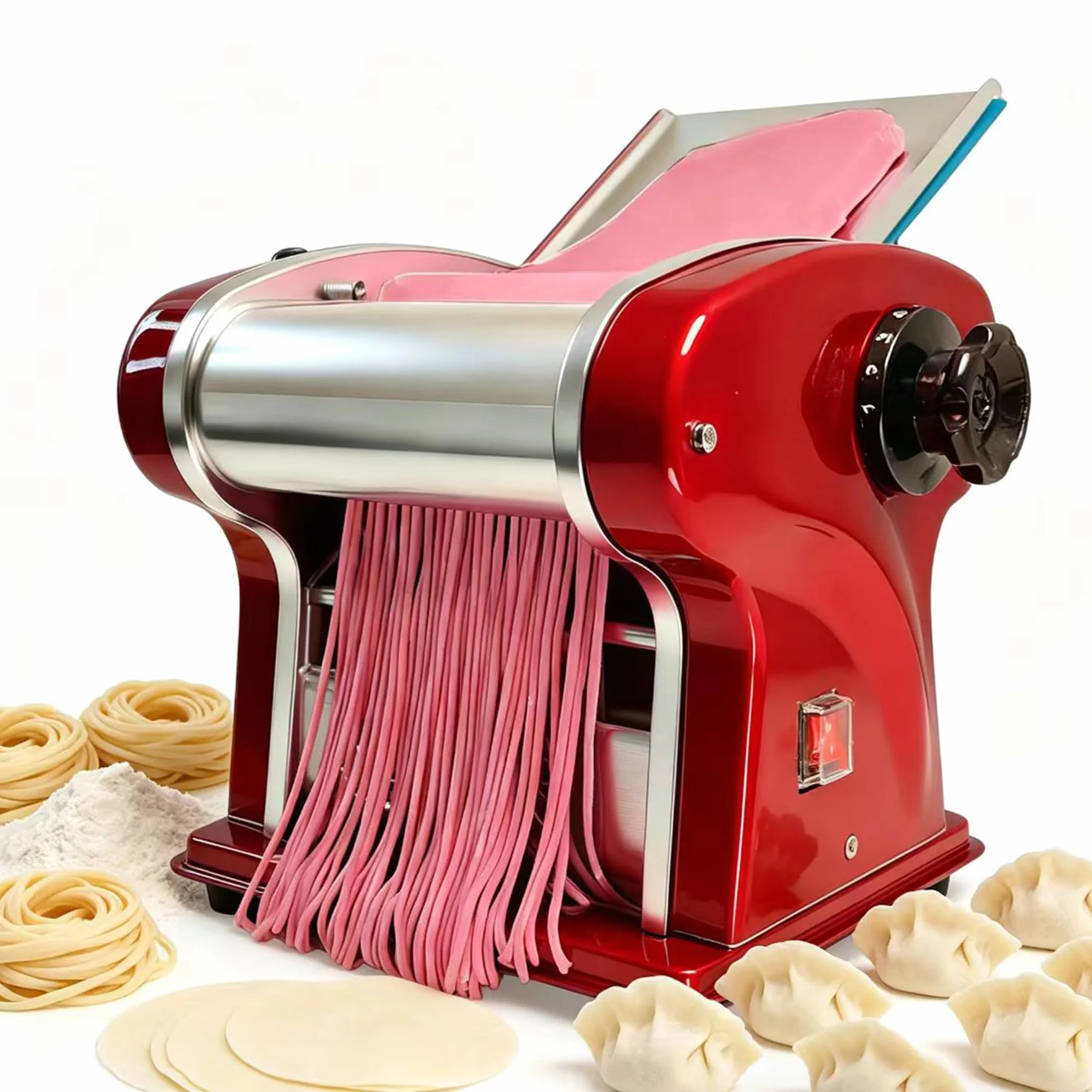 Electric Pasta Maker Machine, 135W Commercial Dough Sheeter with 2.5mm Blade, Adjustable 0.3-4mm Thickness, for Pasta, Dumplings – Restaurant & Home Use