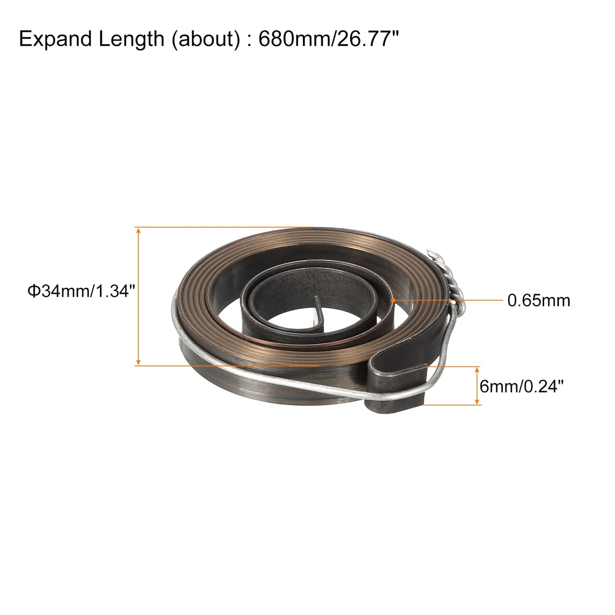 QUARKZMAN Bohrmaschinen Federspindel Bohrmaschinen Spindelvorschub Rückholfeder Spulenkörperfeder Montagefeder Stahl Chemisch Schwarz 680mm Ausdehnung Lang 34 x 6 x 0,65mm 4 Stück