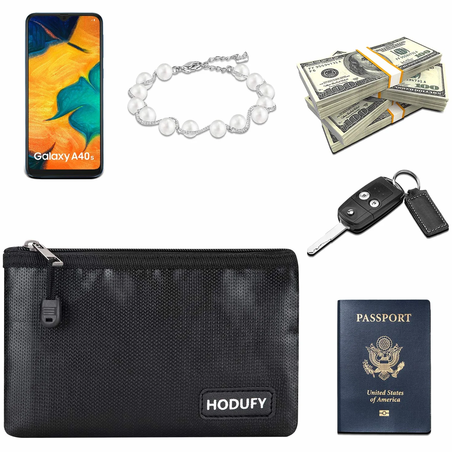 2 Stück (20 x12.7cm, 6400 °F) Feuerfeste Taschen,12-lagige Feuerfest Geldtasche, Feuerfeste Brieftasche for Passport Rechnungen,Scheine und Kleing Wasserfeste Sichere Tasche für Dokumente/Passport