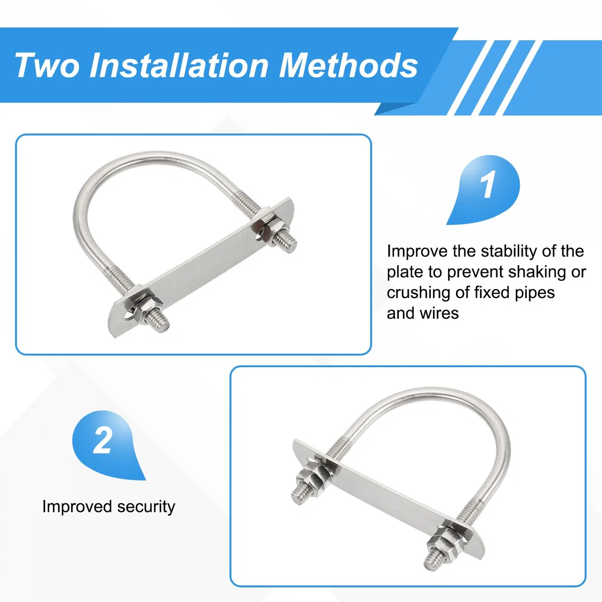 QUARKZMAN 8 Stück M6 U-Bolzen 14mm(0.55") Innere Breite 32mm Länge 304 Edelstahl Rundbiegung U-Klemme Mit Muttern Und Platten Für Ski Boot Fischereiboot