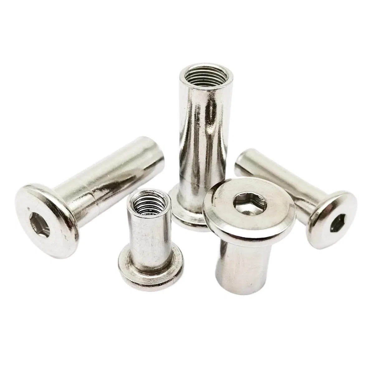 M3 M4 M5 M6 M8 M10 304 Stainless Steel Large Flat Hex Hexagon Socket Head Furniture Rivet Connector Insert Joint Sleeve Cap Nut(M6 10pcs,14mm length)